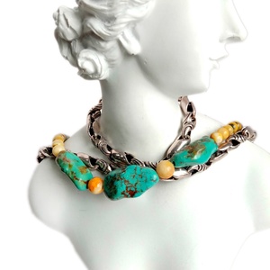 West American-collar turquesa Natural, joyería hecha a mano con turquesa y <span class=keywords><strong>abejorro</strong></span> - Product Image 1