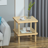 Table basse moderne du milieu du siècle à 2 niveaux avec rangement Meubles en bois industriels carrés simples pour salon