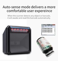 Escáner de Código de Barras de Escritorio con Cable, 1D y 2D, con Interfaz USB, Sensor CMOS, LED Rojo, Código QR, Plano, para Inventario