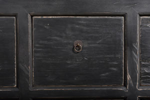 Лидер продаж, популярный потертый вабисаби, Восстановленный черный четырехдверный шкаф из массива дерева с четырьмя ящиками - Product Image 6