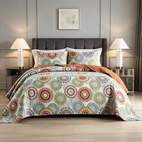 Ensemble de literie Boryard, motif circulaire bohème coloré, convient aux lits Queen et King, adapté à une utilisation toute l'année