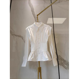 Camisa Retro de Estilo Francés para Mujer, Blusa Blanca y Negra de Popelina Transpirable y Lavable, que Moldea la Cintura, para Uso Diario, Diseño Vintage, Manga Larga - Product Image 2