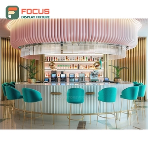 Mostrador de Servicio Refinado para Cafetería, Acabado en Madera Laminada, Área de Exhibición de Bolsas de Café, Mostrador de Servicio para Tienda - Product Image 1