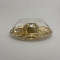 Multi-grid ronde plastic verpakking, doos met 6 compartimenten en transparant deksel voor noten, gedroogd fruit en snoepgoed