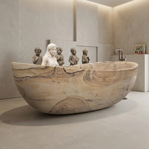 <span class=keywords><strong>Vasca</strong></span> <span class=keywords><strong>da</strong></span> Bagno di Lusso Freestanding <span class=keywords><strong>in</strong></span> Marmo Naturale Intagliata a Mano, <span class=keywords><strong>Vasca</strong></span> <span class=keywords><strong>in</strong></span> <span class=keywords><strong>Pietra</strong></span> Massiccia per Ville, Giardini e Progetti Alberghieri - Product Image 1