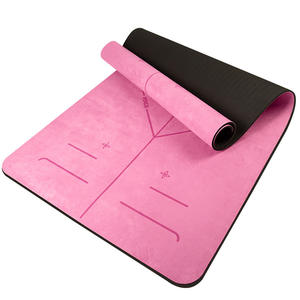Tapete de Yoga de TPE con Aspecto de Gamuza, 68 mm de Grosor, Plegable, Antideslizante, con Líneas Guía para Asanas, Rectangular, Uso Universal, Color Rosa - Product Image 2