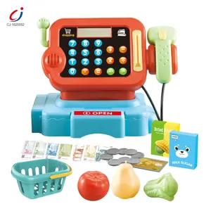 Chengji kids pretend play simulation pos shopping game toys role playing cashier toy cash register play set with light and sound