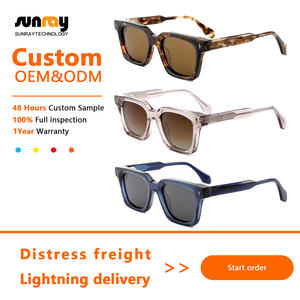 아세테이트 선글라스 안경테 편광 렌즈 OEM 맞춤 두꺼운 패션 레트로 고품질 안경 남녀 공용 - Product Image 2