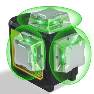 Многофункциональный зеленый вращающийся лазерный уровень, 12 линий, 3D-самонивелирующийся, 360 градусов, высокое качество