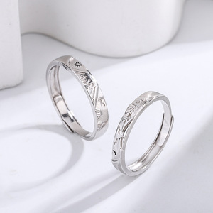 Bagues en argent sterling 925, mode, simplicité, bagues pour hommes et femmes, mariage, bagues ajustables en argent sterling 925 - Product Image 2