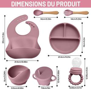 Ensemble d'alimentation pour bébé en silicone avec bol à ventouse, cuillère, fourchette et bavoir, personnalisable avec logo, vente chaude - Product Image 4