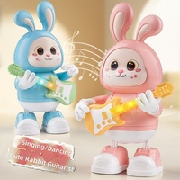 Jouet éducatif pour enfants, lapin guitariste mignon qui s'illumine, joue de la musique, se balance et danse