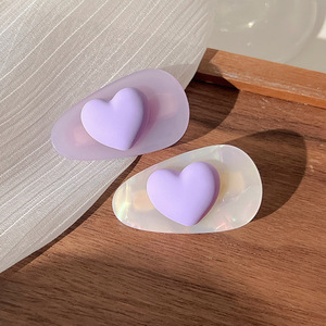 Horquilla de plástico de acetato púrpura para mujer, accesorio para el cabello con núcleo de amor, Clip de flequillo lateral pequeño para pinzas para el cabello de fiesta - Product Image 4