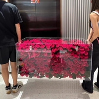 Boîte cadeau de fleurs éternelles en rose artificielle, faite à la main, pour le Nouvel An 2025, ornement de Noël haut de gamme, en acrylique, pour table basse, qualité supérieure