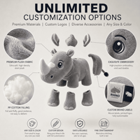 Fabricant de jouets en peluche mascotte rhinocéros personnalisés OEM ODM Vente en gros Poupée réaliste en peluche pour mascottes de marque et articles cadeaux