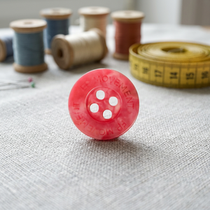 Round Acrylic 4-Holes <b>Button</b> With Embossed Logo Classic Style Pink Color - Product Image 1