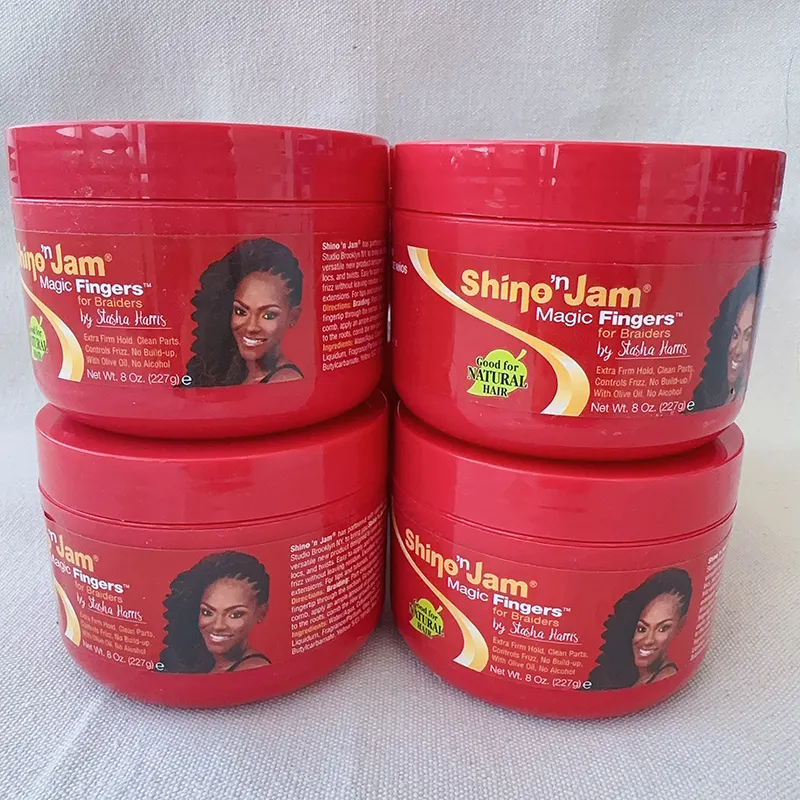 Stock de fábrica Etiqueta privada al por mayor 8oz 16oz Volumen Shine N Jam Gel acondicionador Extra Hold Trenzado Gel de cabello Cera para mujeres