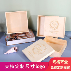 Caja de regalo de madera cuadrada de pino hecha a mano, caja de almacenamiento para dulces de damas de honor de boda, grosor personalizable - Product Image 5