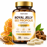 Complément alimentaire pour adultes en capsules de 500 mg de complexe d'abeille et de gelée royale, antioxydant, à base de matières premières d'abeille pures, soin vital quotidien, emballage personnalisé, OEM