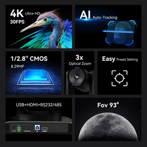 Caméra de <span class=keywords><strong>conférence</strong></span> PTZ Tenveo 4K avec suivi automatique <span class=keywords><strong>par</strong></span> IA, <span class=keywords><strong>zoom</strong></span> optique 3x, 92 °   Caméra de <span class=keywords><strong>conférence</strong></span> à grand angle, USB 3.0 et HDMI - Product Image 2