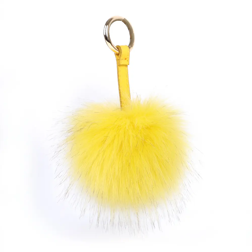 10cm Factory wholesale colorful faux fur 15cm Pom Pom Keychain Bag Charm