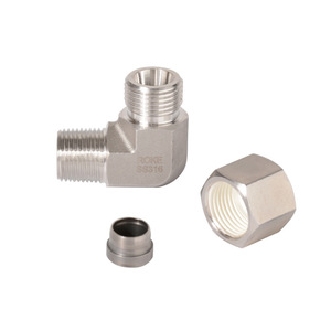 Raccord de tube en acier inoxydable ROKE, fileté NPT, à simple ferrule, à angle droit, DIN2353, connecteur hydraulique - Product Image 5