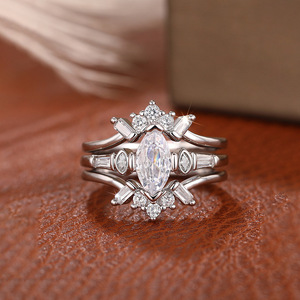 Anello geometrico Marquise per donna, elegante anello da dito con pietra scintillante, accessorio gioiello per tutti i giorni - Product Image 5