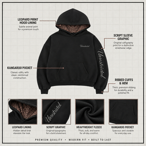เสื้อฮู้ดลายเสือดาว ผ้าเฟรนช์เทอร์รี่หนานุ่ม ทรงบ็อกซี่ พิมพ์ลายแขนเสื้อแบบกำหนดเอง สีดำวอช สไตล์สตรีทแวร์ เสื้อฮู้ดผู้ชาย - Product Image 3