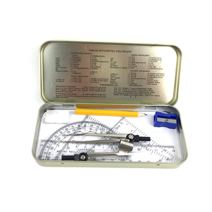 Caja geométrica para estudiantes, papelería escolar barata, al por mayor, juego de matemáticas, 9 Uds. - Product Image 4