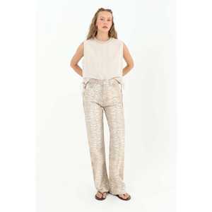 Ecrum กางเกงเอวสูงผ้าลูกฟูกเอวสูงของผู้หญิงกางเกงลำลองดีไซน์มีลวดลาย - Product Image 5