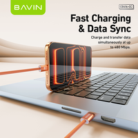 Kabel Tipe C ke Tipe C BAVIN Grosir Murah Berkualitas Tinggi Tahan Lama CB416 60W Pengisian Daya Transfer Data 480 Mbps