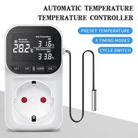 Thermostat de prise de contrôleur de température numérique prise ue 220V avec interrupteur de minuterie chauffage refroidissement pour réfrigérateur