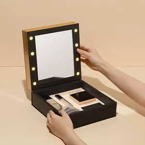 豪华定制私人标签纸板珠宝化妆品化妆惊喜礼品盒与镜子