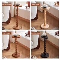 Table d'appoint ronde en bois massif, table basse de luxe légère pour canapé, table d'angle avec rangement pour la maison