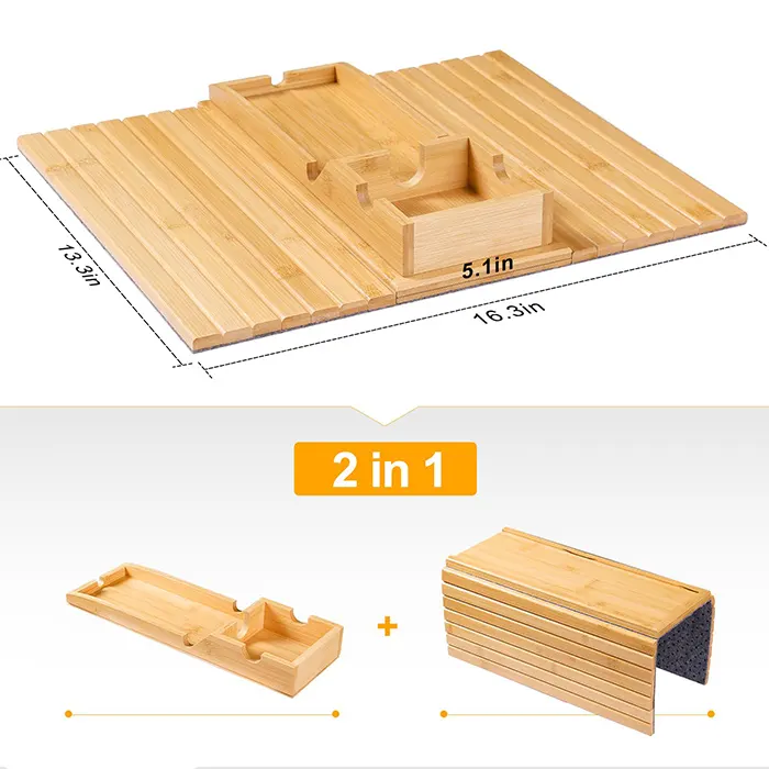 Bandeja de brazo de sofá plegable con portavasos de sofá desmontable 2 en 1 bandeja de mesa de sofá para taza de bebidas remota