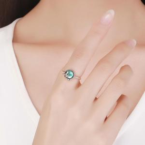Mermaid silver ring emerald green ring female jewelry charm - Product Image 6