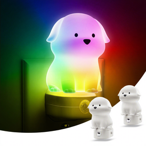 Veilleuse LED RGB LOHAS 0,5W, design mignon de <span class=keywords><strong>chiot</strong></span>, 10 couleurs changeantes, mini veilleuse moderne à brancher, pour chambre d'enfant - Product Image 1