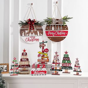 ของตกแต่งโต๊ะคริสต์มาส DAMAI ใหม่ แผ่นไม้ตัวอักษรมerry christmas ตุ๊กตาหิมะคนเฒ่า ตุ๊กตาคนเฒ่าทำจากไม้ - Product Image 1