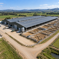 Abri préfabriqué en acier pour moutons, abri pour bétail, logement pour animaux, bâtiment agricole, hangar pour moutons, structure agricole