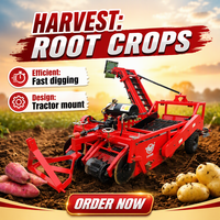 Mini-moissonneuse agricole 2 rangs pour carottes, pommes de terre et ail, avec moteur et engrenages, haute productivité