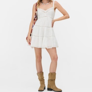Vestidos Casuales de Lino OEM para Mujer, Sin Espalda, Moda de Verano, Encaje Sólido, Algodón, Holgado, Cintura Alta, Estilo Natural - Product Image 1