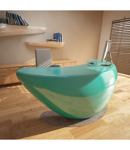 Escritorio de Oficina de Piedra Artificial de Diseño Contemporáneo Personalizado CANDU, Acabado Brillante, Enchufe Emergente Inalámbrico, 10 Años de Garantía - Product Image 5