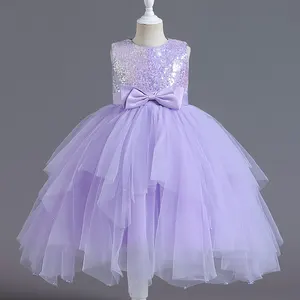 Factory Direct Wholesale Girls Dresses Kids Flower Christmas Party Evening Trailing Kids Dress Frock For Girls