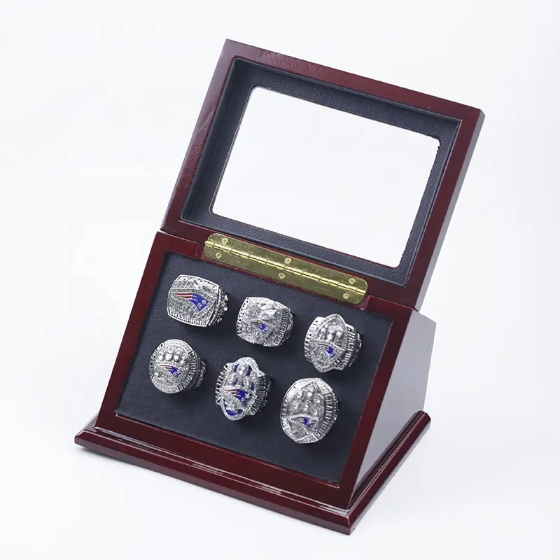 Aangepaste 2001 2003 2004 2014 2016 2018 Nieuwe Engeland Patriot Nfl Voetbalkampioenschap Ring Met High-End Display Houten Doos Set