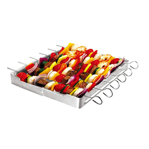 7pcs <strong>Skewer</strong> and Foldable Grill Rack Set Heavy Duty Stainless Steel Barbecue <strong>Skewer</strong> Shish Kabob Set - Product Image 1