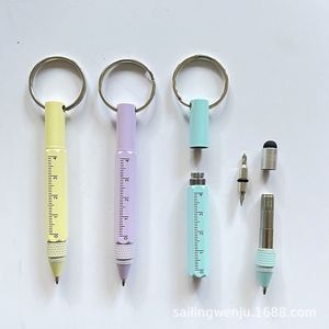 4 in 1 Multi Tool Keychain <b>Ballpoint</b> <b>Pen</b> With Ruler ScaleScrewdriver Bits Portable Mini Aluminum Multi Function Utility <b>Pen</b> - Product Image 2