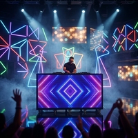 Table de DJ pliable à LED P2.6 3.91mm 500x1000mm, façade de cabine DJ, mur vidéo LED pliable à 6 côtés pour cabine DJ