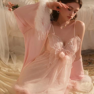 Lencería Erótica Sexy con Encaje Bordado Transparente y Bata, Camisón para Mujer en Oferta - Product Image 5