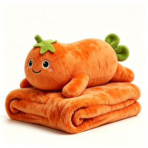 Peluche de zanahoria, muñeco de peluche de zanahoria, manta de peluche 2 en 1, combo de manta y almohada de vegetales, manta para siesta infantil, juguete de zanahoria kawaii - Product Image 3