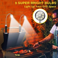 2 packs de lampes de barbecue à base magnétique Super-Bright LED BBQ Lights-Col de cygne flexible à 360 degrés, piles AAA incluses